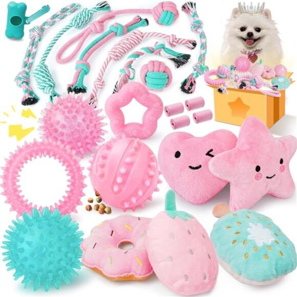 Other - Pink Puppy Toys for Boredom - 23 Pack Puppy Chew Toys for Teething,
